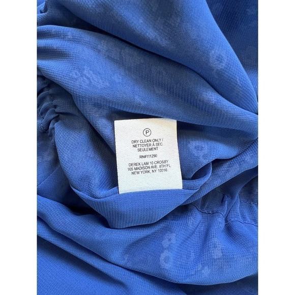 Derek Lam 10 Cosby Silk Dress Womens Size 8 Blue Ditsy Fairy Floral Ruffle - Picture 4 of 7